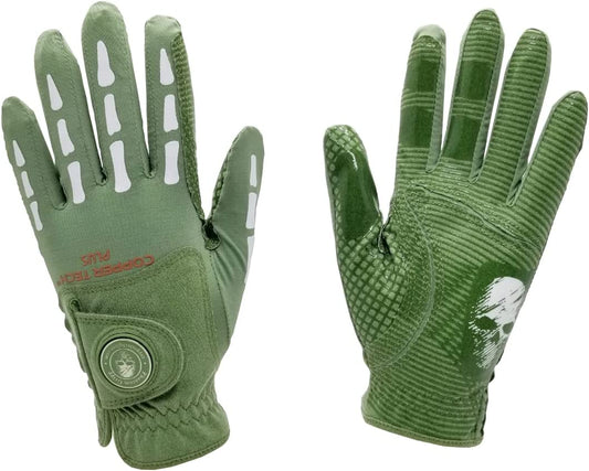 Men's Copper Tech Plus Skeleton Golf Glove -  Green/White