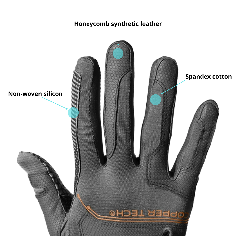 Copper Tech Men Charcoal Gray/Combi Spider Tacky Golf Glove (2 Packs) Worn On Right For Left Handed