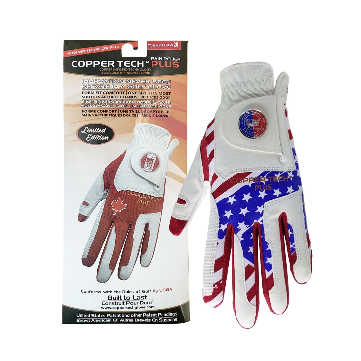 Men's Copper Tech Plus American Flag Theme Patriotic Golf Glove