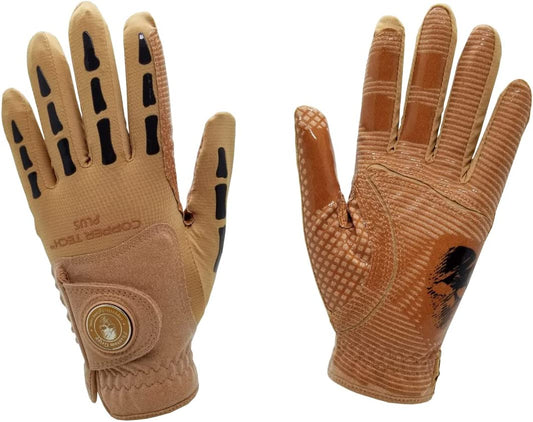 Men's Copper Tech Plus Skeleton Golf Glove - Brown/Black
