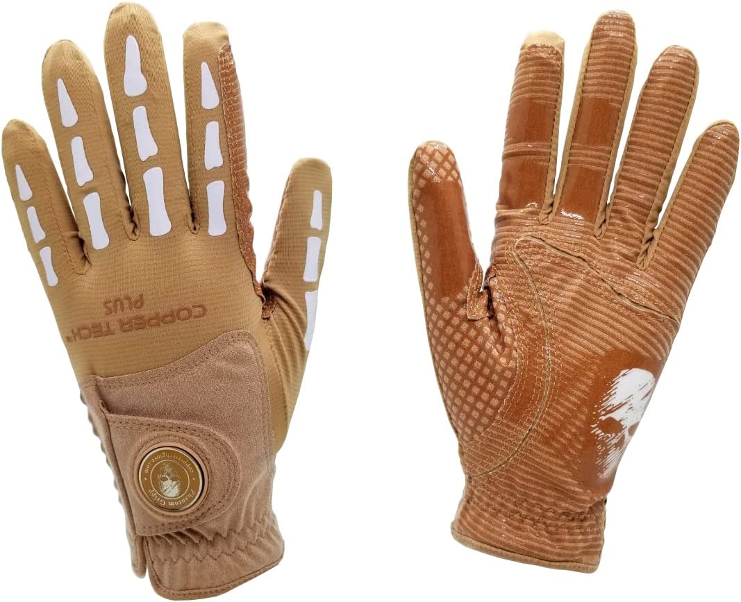 Men's Copper Tech Plus Skeleton Golf Glove -  Brown/White