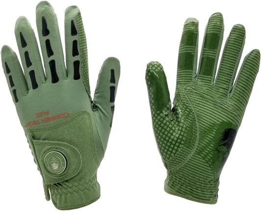 Men's Copper Tech Plus Skeleton Golf Glove - Green/Black