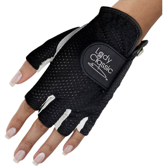 New Lady Classic Mesh Half Finger Glove - Black/Black