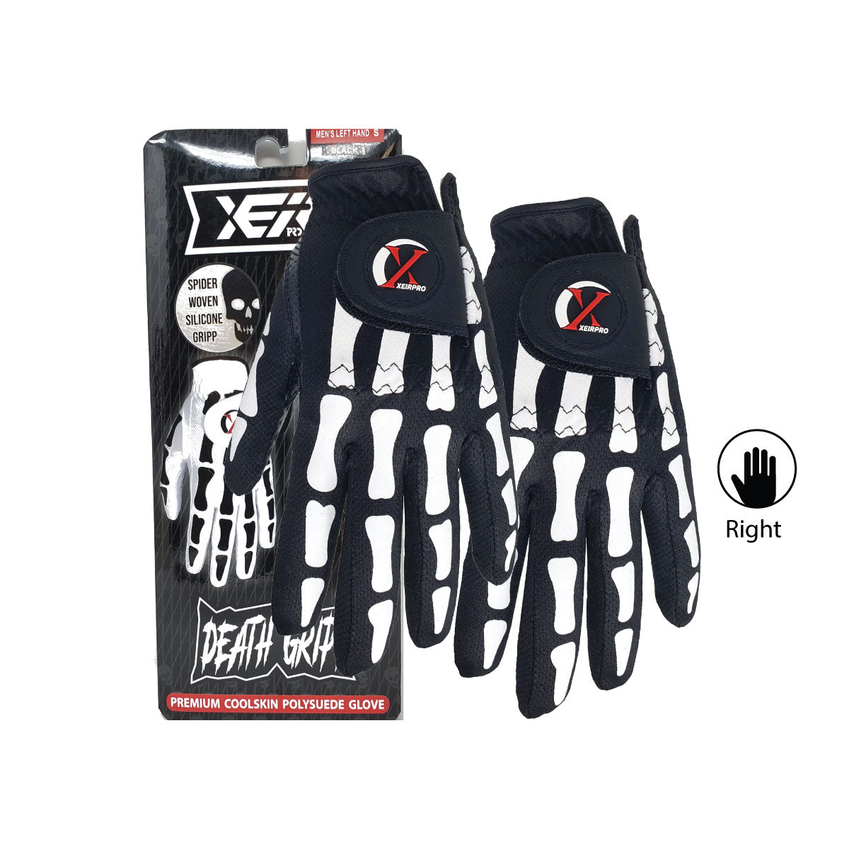 XEIR PRO Men's Death Grip Golf Gloves(2pack, Worn on Right Hand for Left Handed Golfer)