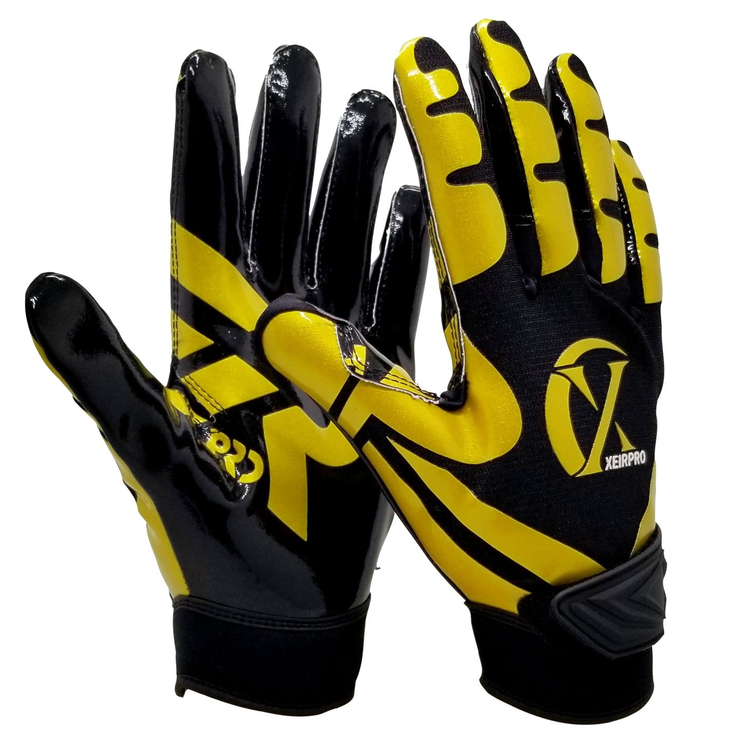 XEIR PRO Football Receiver Gloves (Adult Size) - Black