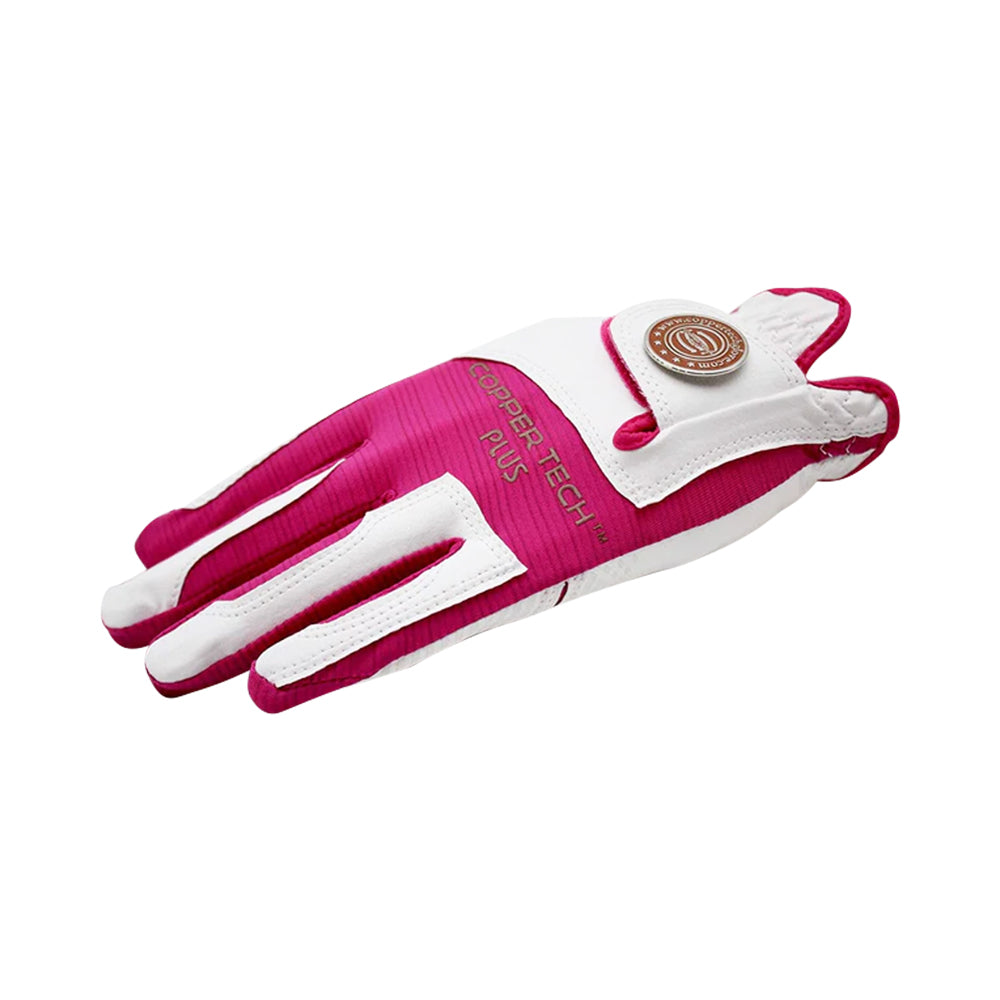 Women's Copper Tech Plus Golf Glove - White/Fucshia